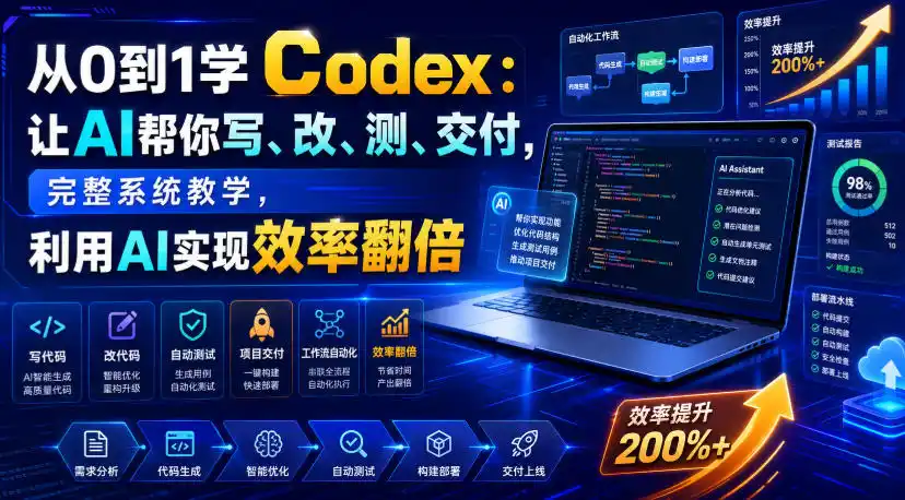从0到1学Codex:让AI帮你写、改、测、交付,完整系统教学,利用AI实现效率翻倍(更新0918)-优优云网创