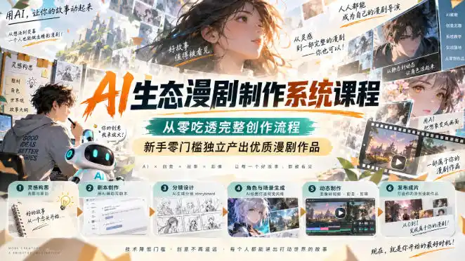 AI生态漫剧制作系统课程，从零吃透完整创作流程，新手零门槛独立产出优质漫剧作品-优优云网创