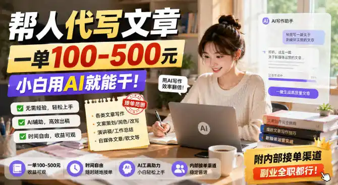 帮人代写文章，一单100-500，小白用AI就能干，附内部接单渠道，副业全职都行【揭秘】-优优云网创