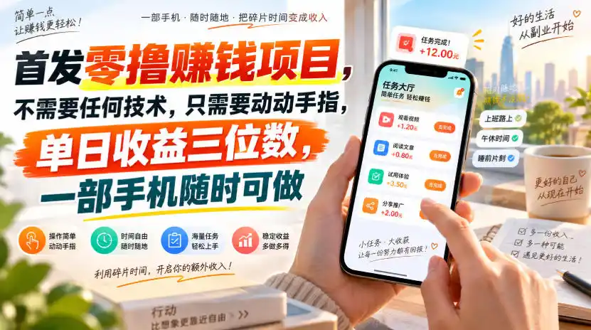 首发零撸賺钱项目，不需要任何技术，只需要动动手指，单日收益三位数，一部手机随时可做【揭秘】-优优云网创
