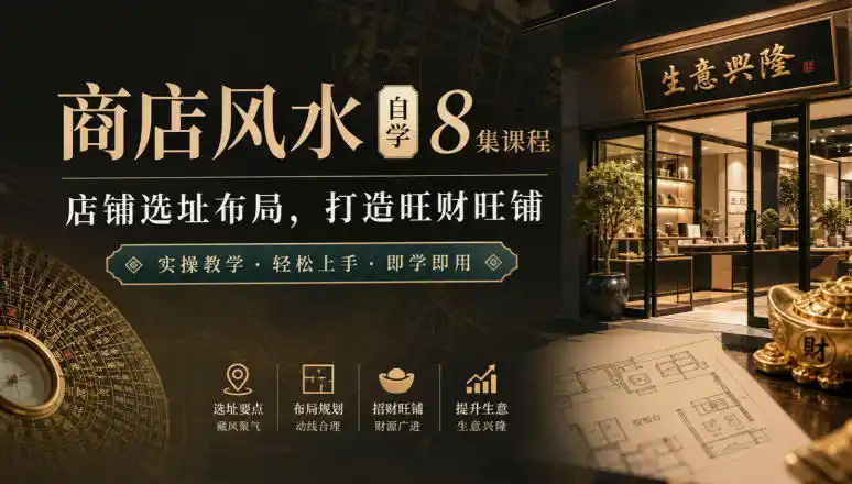 商店风水自学8集课程|店铺选址布局,打造旺财旺铺实操教学-优优云网创