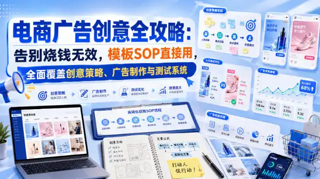 电商广告创意全攻略:告别烧钱无效,模板SOP直接用,全面覆盖创意策略、广告制作与测试系统【原创双语字幕】-优优云网创