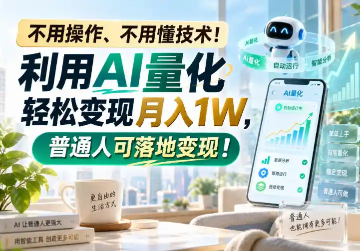 不用操作、不用懂技术!利用AI量化轻松变现月入1W,普通人可落地变现!【揭秘】-优优云网创