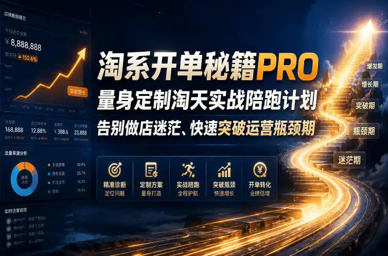 淘系开单秘籍PRO，量身定制淘天实战陪跑计划，告别做店迷茫、快速突破运营瓶颈期(更新260906)-优优云网创