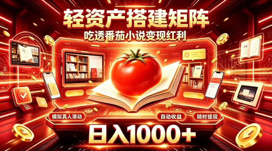 轻资产搭建矩阵,吃透番茄小说变现红利,日入1000+,支持无限矩阵放大【揭秘】-优优云网创