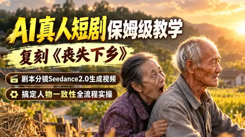 AI真人短剧保姆级教学，复刻《丧失下乡》，剧本分镜Seedance2.0生成视频，搞定人物一致性全流程实操-优优云网创